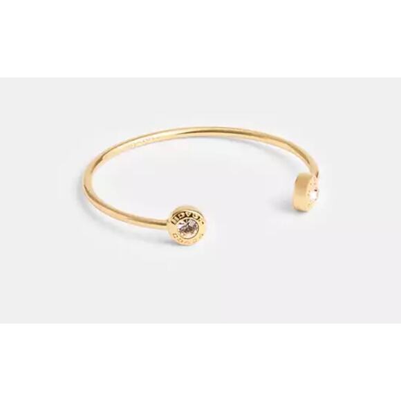 RETAIL $98 COACH Open Circle Cuff Bangle*Gold with gems*NEW w/tags - Picture 1 of 5